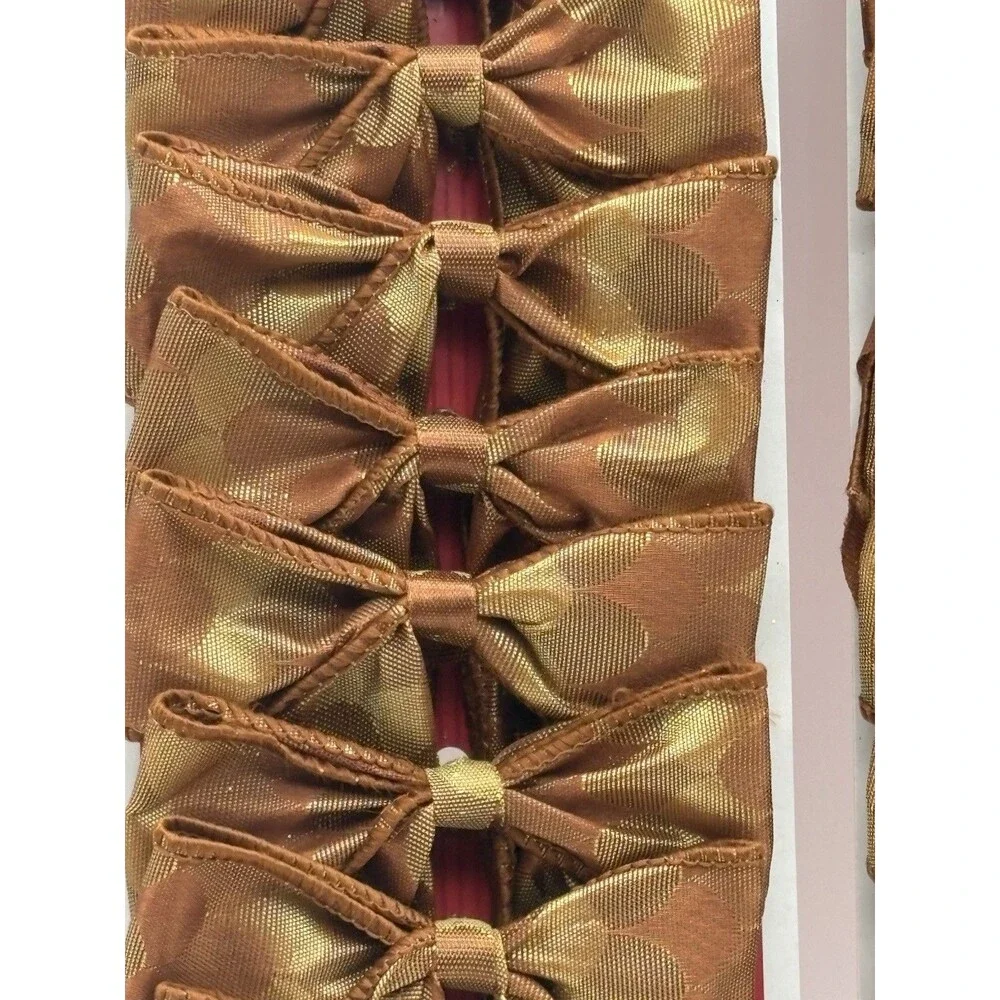 Lot 2 Target Gold Brown Christmas Trim Bows Ribbon Tree Decor
